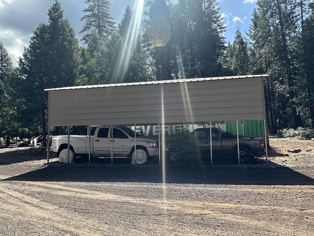 view of covered parking lot