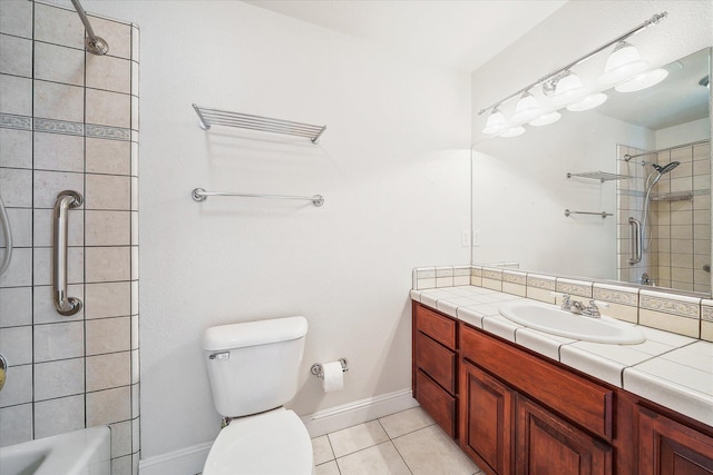 4217 Pendleton Ct, Shasta Lake, CA 96019 - bathroom with tile patterned floors, vanity, toilet, and shower / bathtub combination