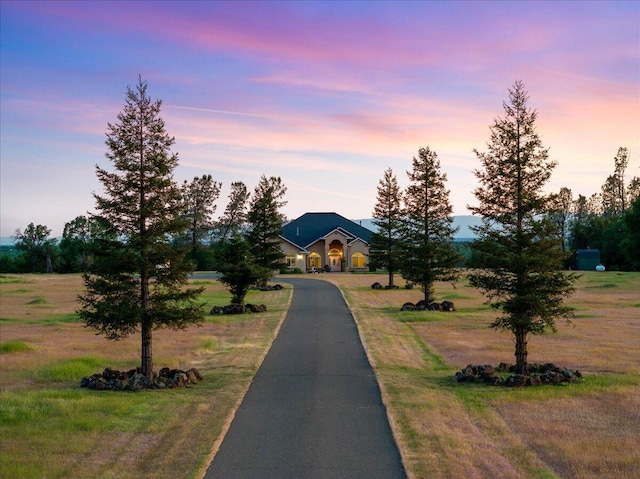 view of front of property featuring aphalt driveway