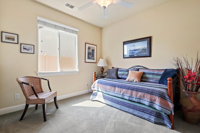 3776 Mario Ave, Redding, CA 96001 - bedroom with baseboards, ceiling fan, carpet flooring, and visible vents