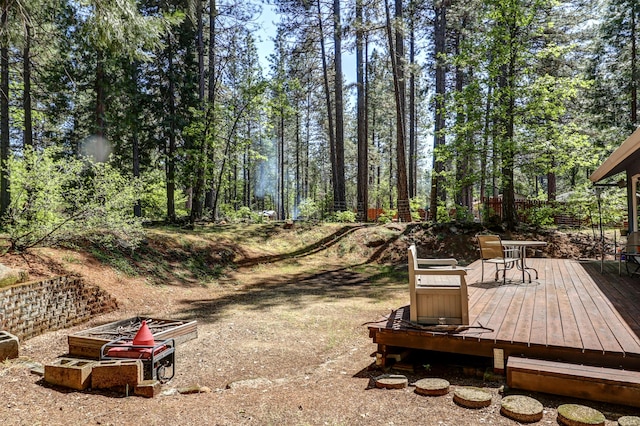 view of yard with a deck