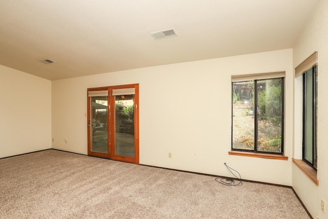 empty room with healthy amount of natural light, carpet floors, and baseboards