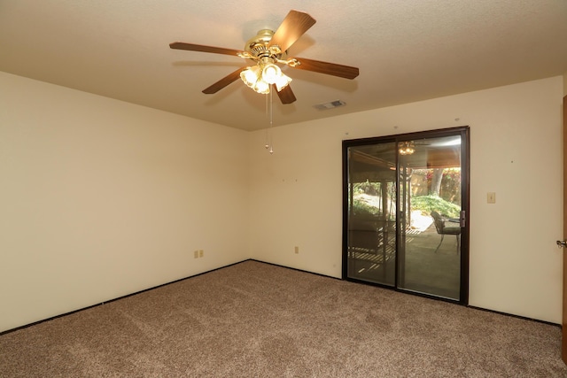carpeted empty room with ceiling fan