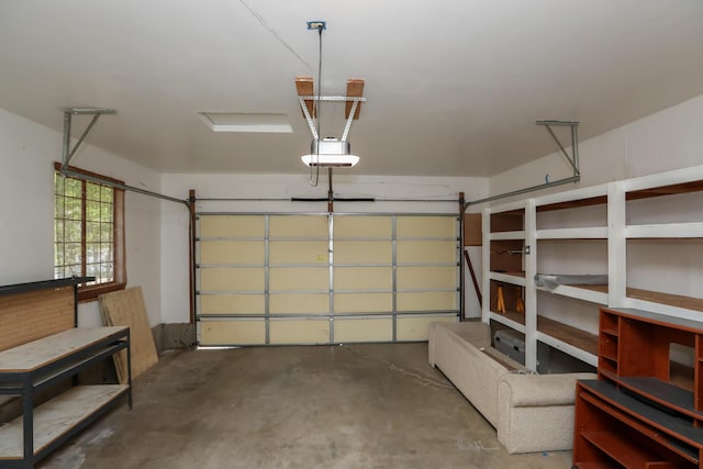 garage with a garage door opener