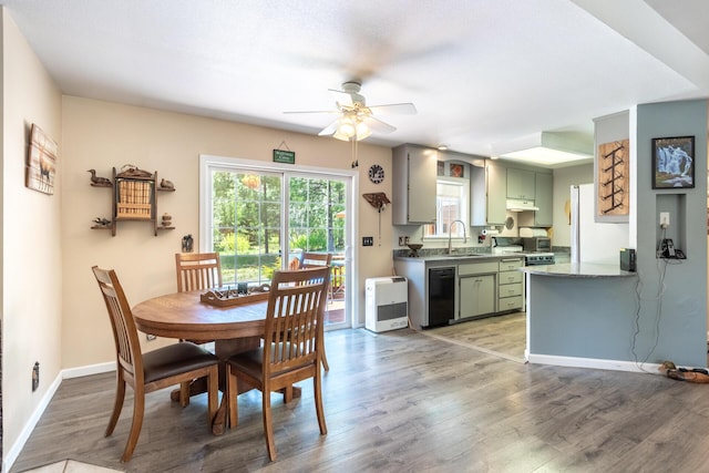 12637 Ivie Ln, Old Station, CA 96071 - dining area featuring ceiling fan, light wood-type flooring, and baseboards
