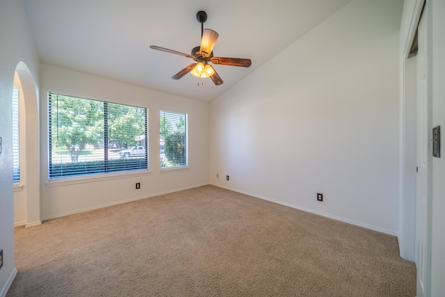 2529 Candlewood Dr, Redding, CA 96003 - carpeted spare room featuring lofted ceiling and a ceiling fan
