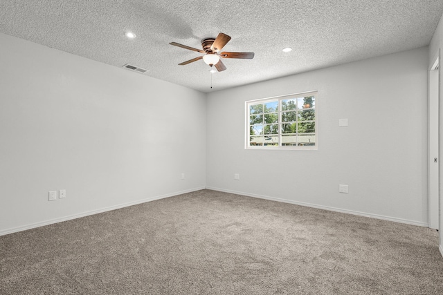 19017 Snowflake Ln, Redding, CA 96003 - carpeted empty room featuring a ceiling fan, a textured ceiling, recessed lighting, and baseboards