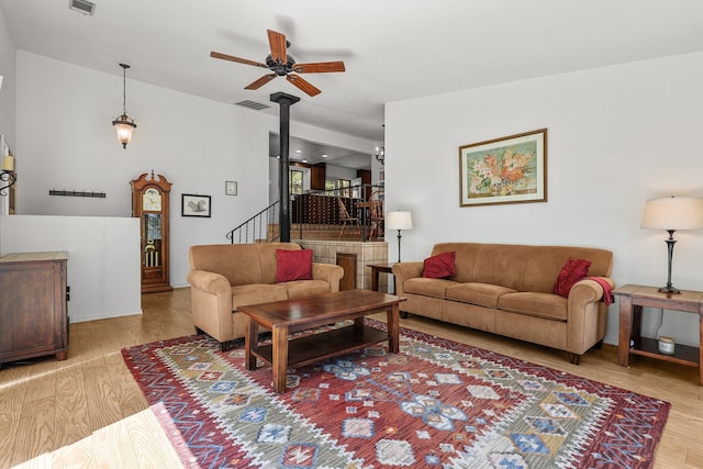 21030 Shangrila Dr, Red Bluff, CA 96080 - living area with wood finished floors and ceiling fan