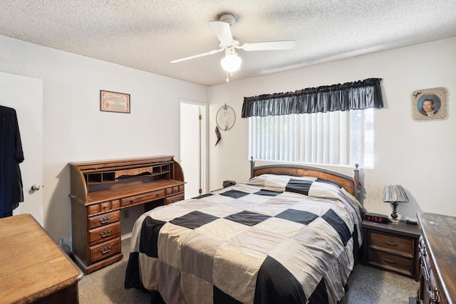 14851 Ravine Rd, Redding, CA 96003 - carpeted bedroom with a textured ceiling and ceiling fan