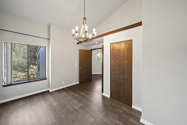 426 Ridgecrest Trl Unit 223, Redding, CA 96003 - empty room featuring a chandelier, wood finished floors, and high vaulted ceiling