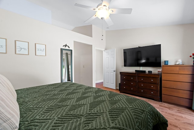 1946 Jeanae Ct, Redding, CA 96002 - bedroom with lofted ceiling, light wood-style floors, and ceiling fan