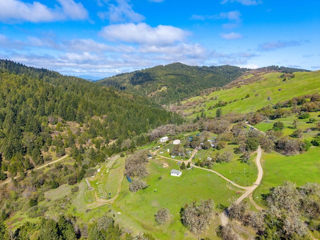 8686 Bell Springs Rd, Garberville, CA 95542 - aerial overview of property's location featuring a forest and mountains