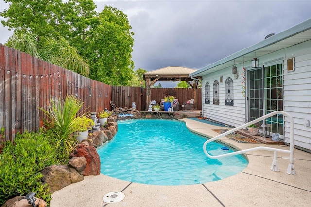 7597 Terra Linda Way, Redding, CA 96003 - view of swimming pool with a gazebo, a patio area, and a fenced backyard