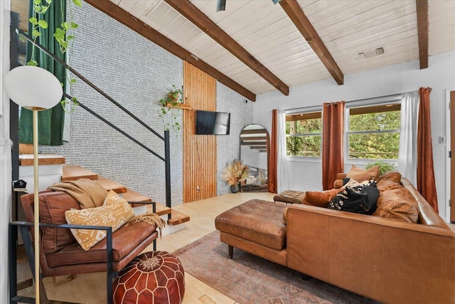 19697 Old Indian Trl, Redding, CA 96003 - living room featuring wood finished floors and wood ceiling