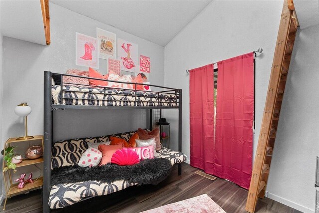 19697 Old Indian Trl, Redding, CA 96003 - bedroom featuring wood finished floors and lofted ceiling