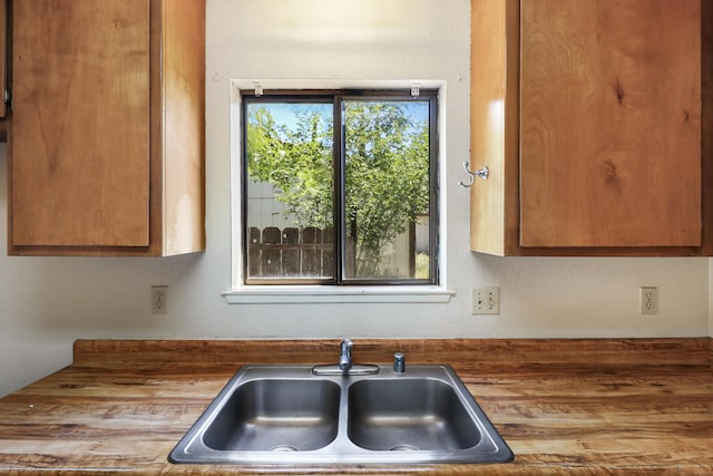 kitchen with a sink and brown cabinets