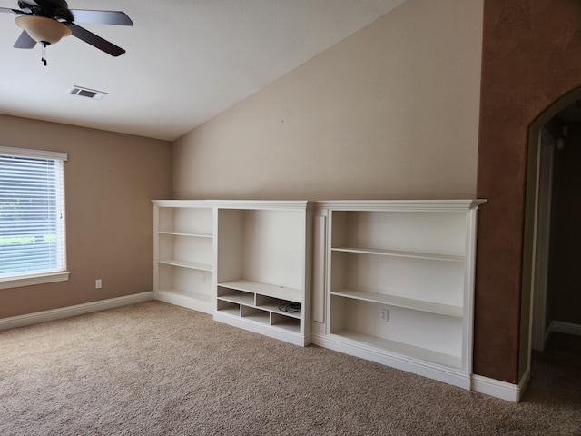 3621 Sacramento Dr, Redding, CA 96001 - unfurnished bedroom featuring carpet flooring, arched walkways, and ceiling fan