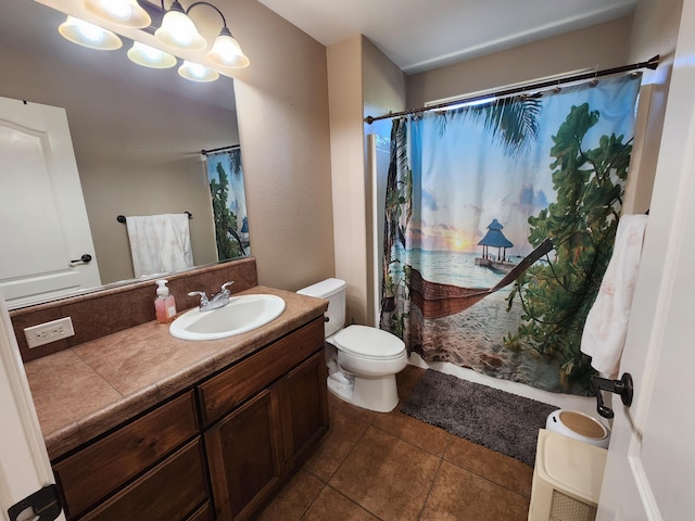 3621 Sacramento Dr, Redding, CA 96001 - bathroom with vanity, tile patterned floors, and a shower with curtain