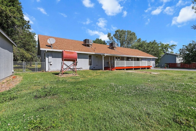 back of property with central AC unit