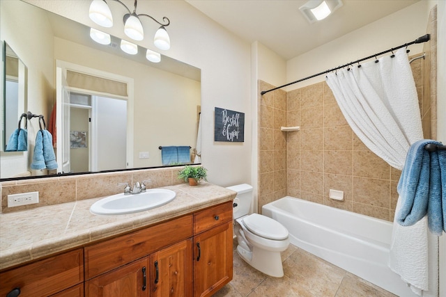 792 Bellagio, Redding, CA 96003 - bathroom featuring toilet, tile patterned floors, vanity, and shower / bath combination with curtain