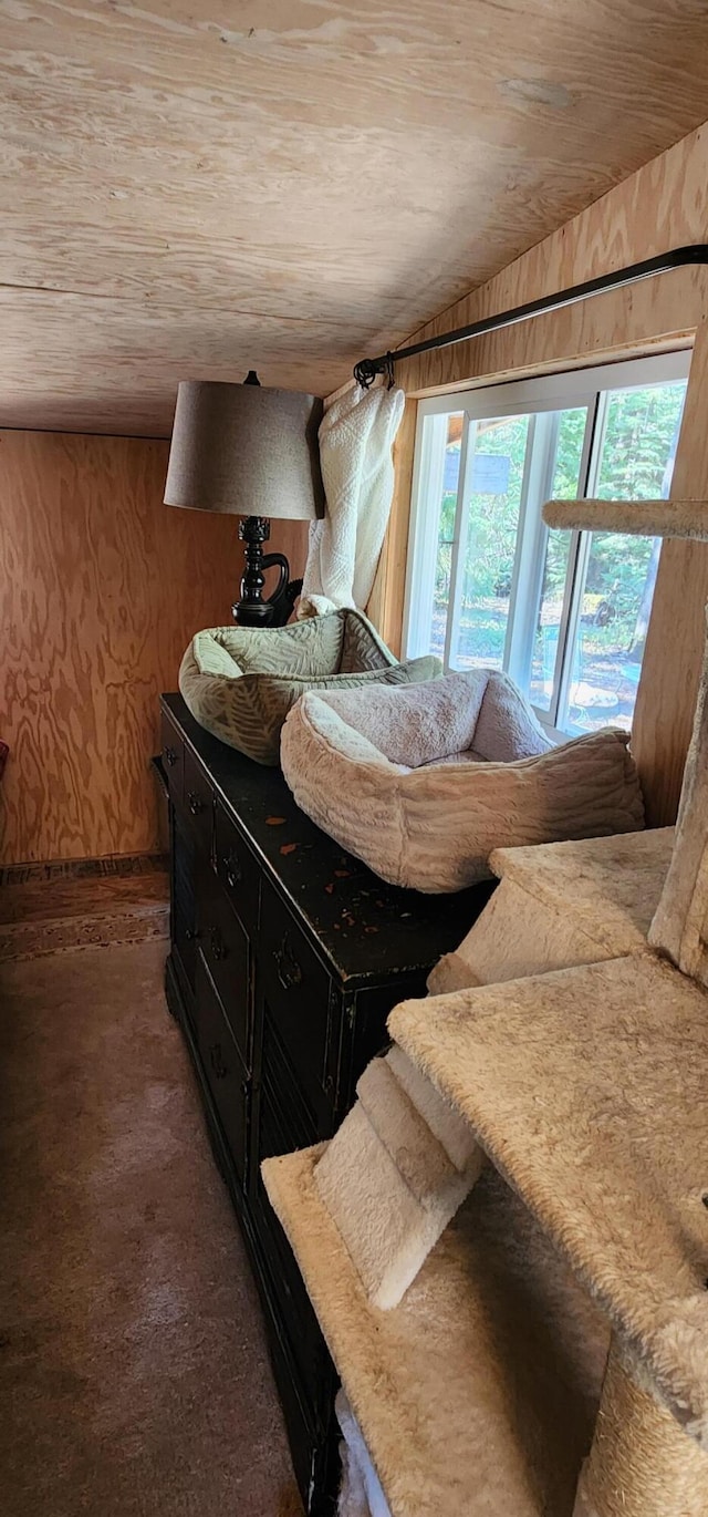 7670 Cedar Crest Rd, Shingletown, CA 96088 - bedroom featuring wood walls