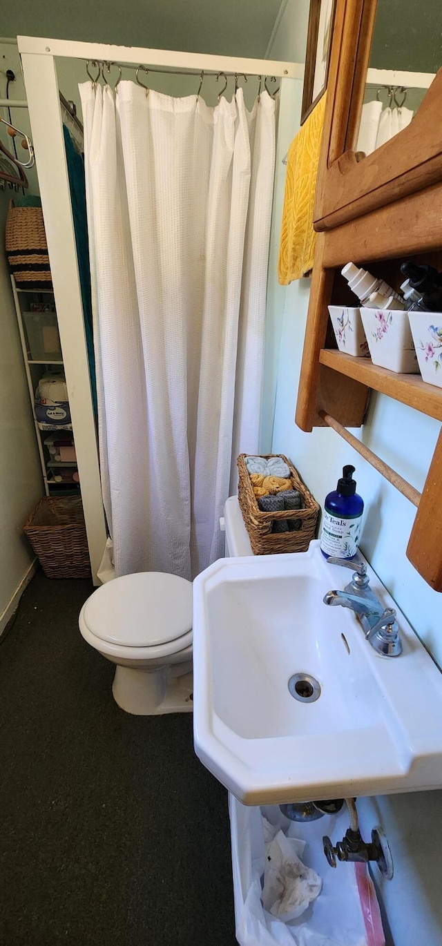 7670 Cedar Crest Rd, Shingletown, CA 96088 - full bath featuring toilet, a sink, and a shower with curtain