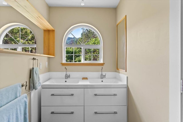 12876 E Fork Rd, French Gulch, CA 96033 - bathroom featuring plenty of natural light and double vanity