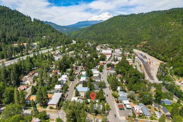 5985 Dunsmuir Ave, Dunsmuir, CA 96025 - aerial view of residential area with a forest and a mountain backdrop