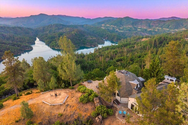 19028 Rocky Trl, Lakehead, CA 96051 - aerial view at dusk of a water and mountain view and a view of trees