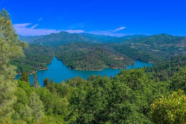 19028 Rocky Trl, Lakehead, CA 96051 - drone / aerial view of a heavily wooded area and a water and mountain view