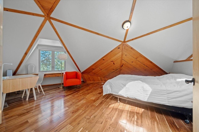 19028 Rocky Trl, Lakehead, CA 96051 - bedroom featuring hardwood / wood-style floors and vaulted ceiling