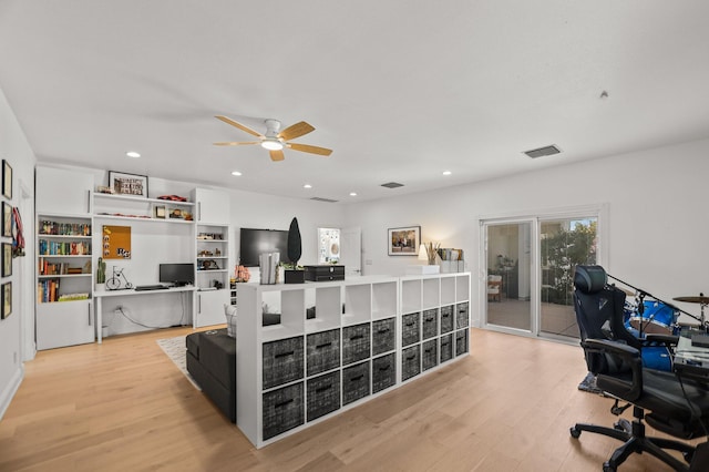 2154 Harvard Way, Redding, CA 96003 - office with light wood finished floors, a ceiling fan, and recessed lighting