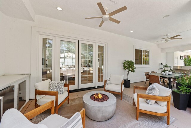 2154 Harvard Way, Redding, CA 96003 - living room with ceiling fan, french doors, and recessed lighting