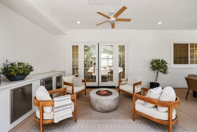 2154 Harvard Way, Redding, CA 96003 - living area featuring french doors, ceiling fan, and recessed lighting