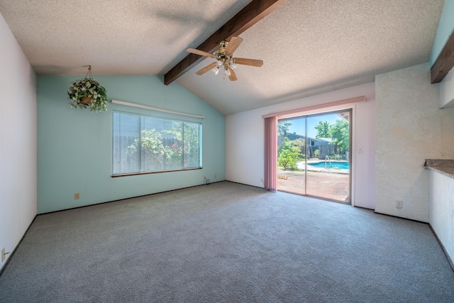 2683 Starlight Blvd, Redding, CA 96001 - empty room with a ceiling fan, a textured ceiling, healthy amount of natural light, and carpet floors
