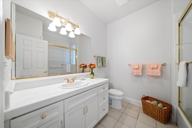 110 Agua Verdi Dr, Red Bluff, CA 96080 - bathroom with a shower with shower door, toilet, tile patterned flooring, and vanity