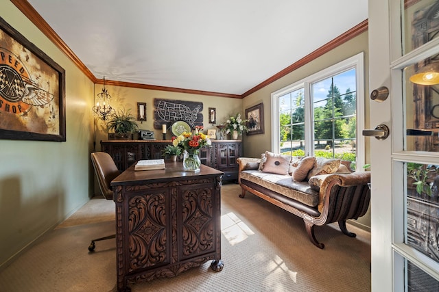 2990 Forest Hills Dr, Redding, CA 96002 - living area featuring carpet flooring and ornamental molding
