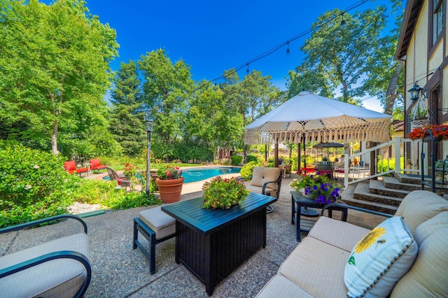 2990 Forest Hills Dr, Redding, CA 96002 - view of patio with an outdoor pool and an outdoor living space