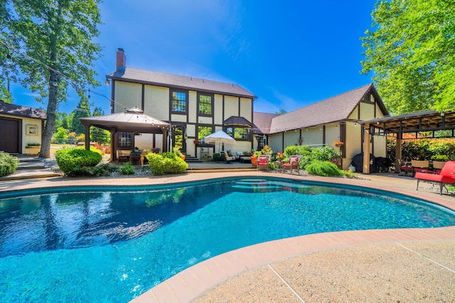 2990 Forest Hills Dr, Redding, CA 96002 - outdoor pool with a gazebo and a patio area