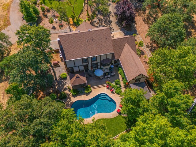 2990 Forest Hills Dr, Redding, CA 96002 - aerial view of property and surrounding area with a pool