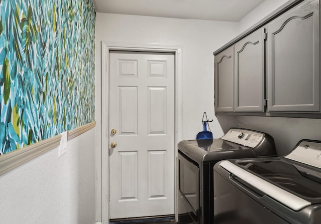 2773 Crystal Tree Dr, Redding, CA 96001 - laundry area featuring separate washer and dryer and cabinet space