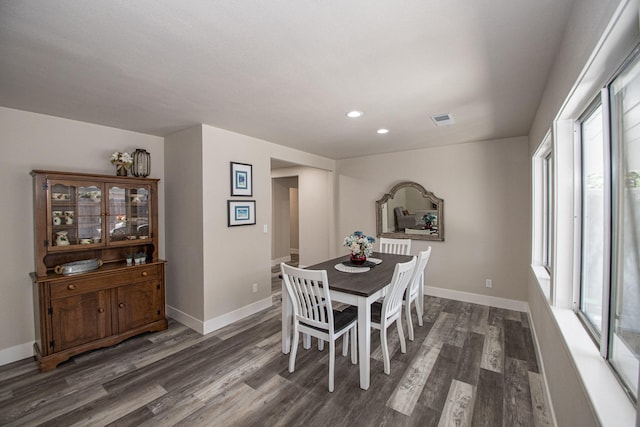 75 Sherman Dr, Red Bluff, CA 96080 - dining area featuring dark wood-type flooring, recessed lighting, and baseboards