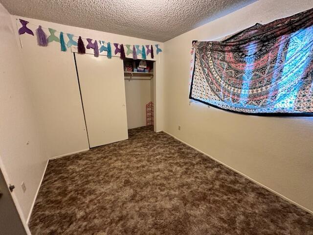 3580 Ricardo Ave, Redding, CA 96002 - unfurnished bedroom featuring a textured ceiling, carpet, and a closet