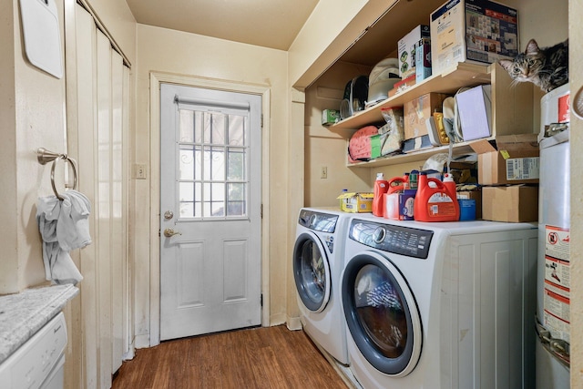 1704 Ashby Rd, Shasta Lake, CA 96019 - washroom with washing machine and clothes dryer and wood finished floors