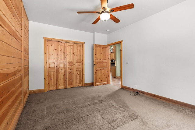 7185 Whispering Winds Ct, Shingletown, CA 96088 - unfurnished bedroom featuring carpet, baseboards, and a ceiling fan