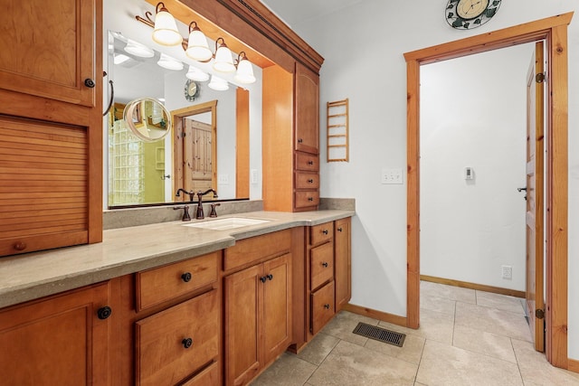 7185 Whispering Winds Ct, Shingletown, CA 96088 - bathroom featuring vanity, baseboards, and tile patterned floors