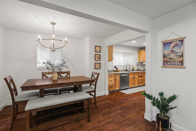 30681 Sleepy Hollow Dr, Shingletown, CA 96088 - dining area featuring a chandelier and dark wood finished floors
