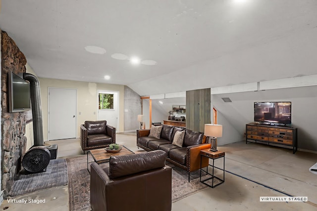 30681 Sleepy Hollow Dr, Shingletown, CA 96088 - living room featuring concrete floors and lofted ceiling