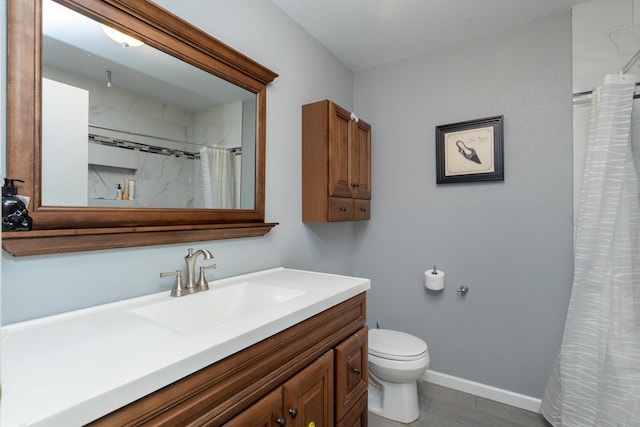 1384 Diamond St, Anderson, CA 96007 - full bathroom with baseboards, toilet, vanity, and curtained shower