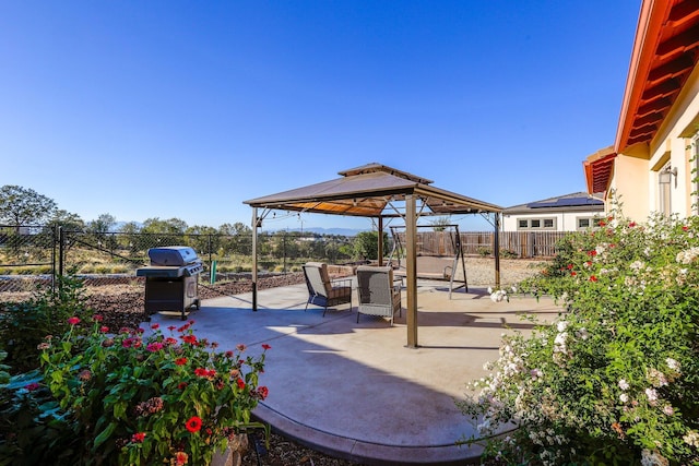 20284 Domaine Pl, Anderson, CA 96007 - view of patio / terrace featuring a gazebo, grilling area, and a fenced backyard